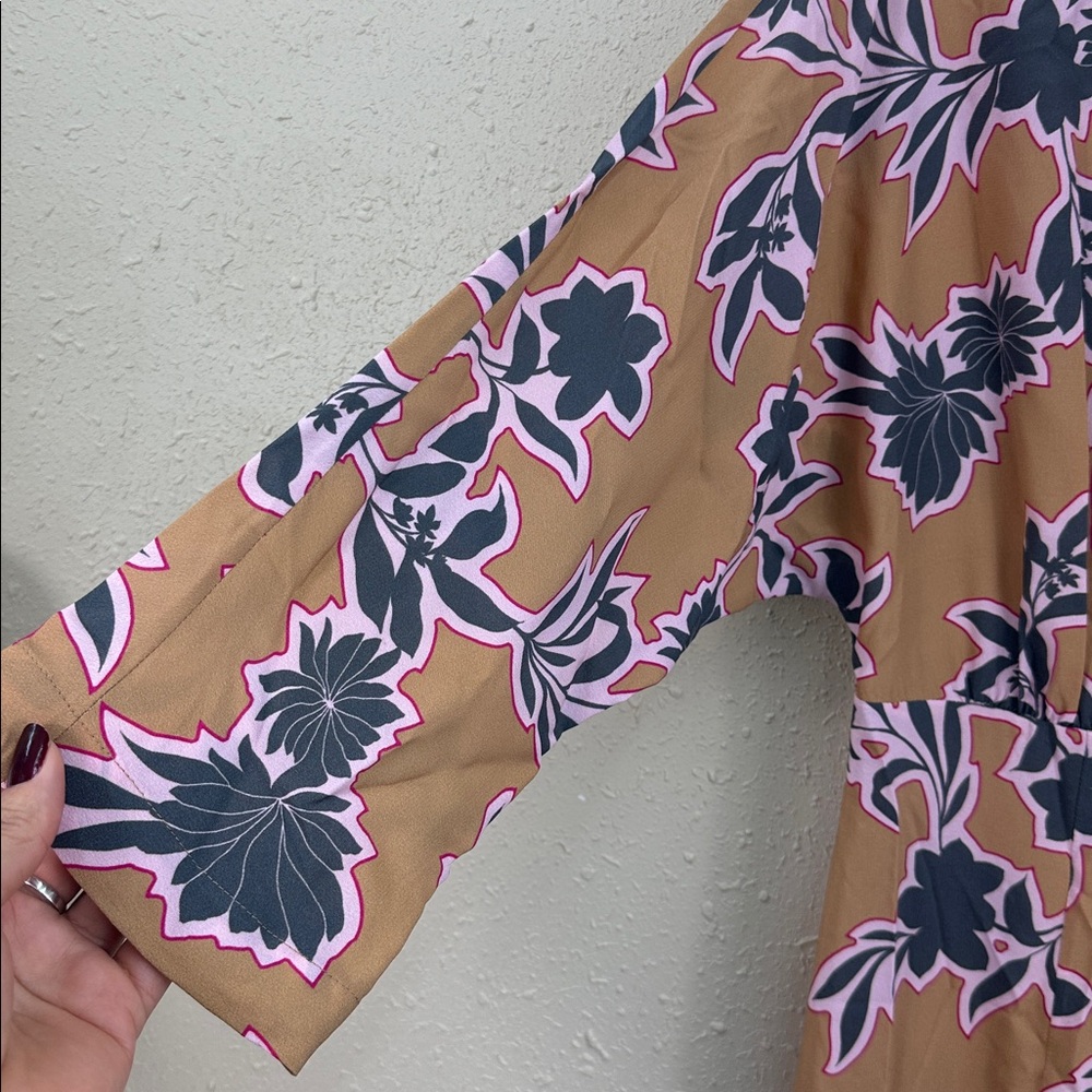 St. John collection Handkerchief Hem Silk Blend  Dress Camel Pink Gray 12 $1,195 - Picture 5 of 13